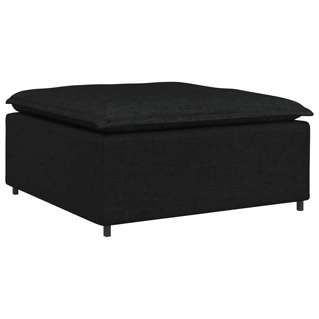 Modułowa sofa z podnóżkiem, czarna tkanina, 4-częściowy zestaw wypoczynkowy z funkcją spania