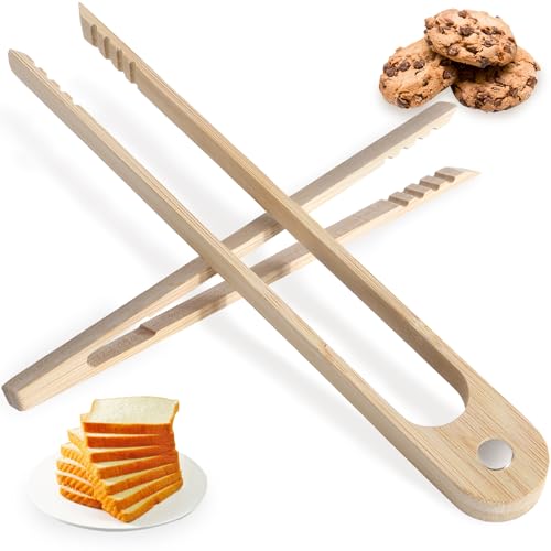 FCSTYODO Bamboo Toaster Tongs & Toast Tongs for Cooking - 8.6