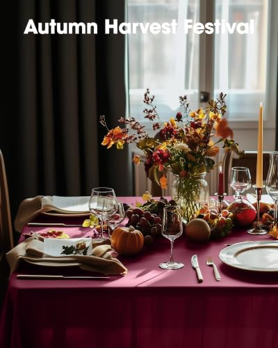 Image of Pureegg Plastic Table Cloth Disposable 54x108 Inch 10 Pack, Burgundy