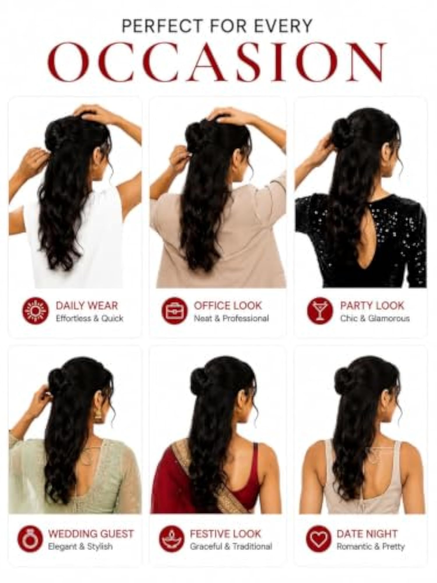 Real Human Hair Clip-On Bun Extension, Light Brown