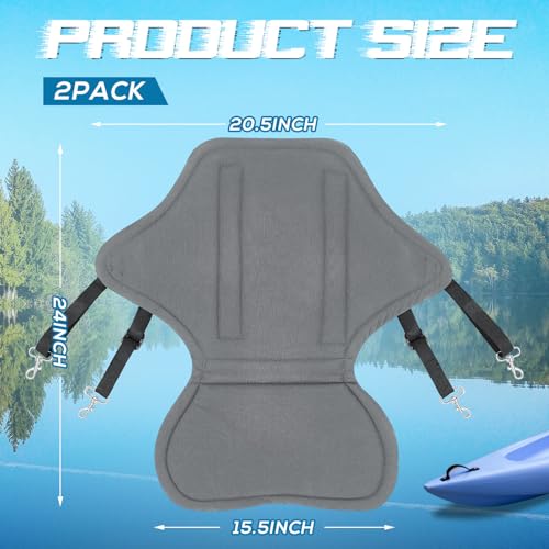 Image of Lewtemi 2 /4 Pack Padded Kayak Seat Fishing Boat Seat with Storage Bag 8 Fixed D Rings Screws Detachable Paddle Board Canoe Chair with Adjustable Back Strap for Summer Canoe Universal Sit