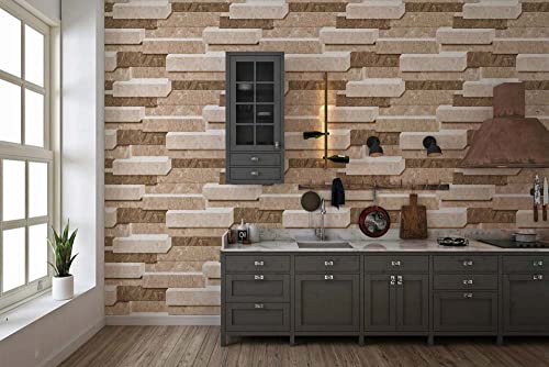 Image of DWELLSINDIA Stone Bricks Self Adhesive Wallpaper, Waterproof, Scratch Resistant, Laminated (41cm x 244cm, Multicolour)