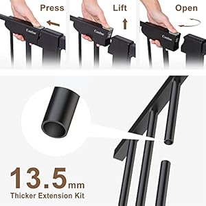 Cumbor 29.7-57″ Extra Wide Baby Gate for Stairs, Mom’s Choice Awards Winner-Dog Gate for Doorways, Pressure Mounted Walk Through Safety Child Gate for Kids Toddler, Tall Pet Puppy Fence Gate, Black