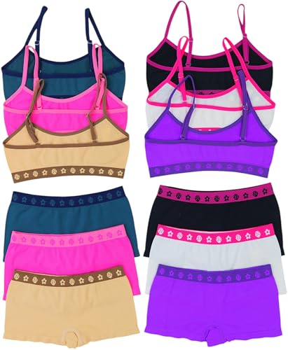 ToBeInStyle Girl Pack of 6 Set Spaghetti Strap Training Bras & Boyshorts Bikinis4