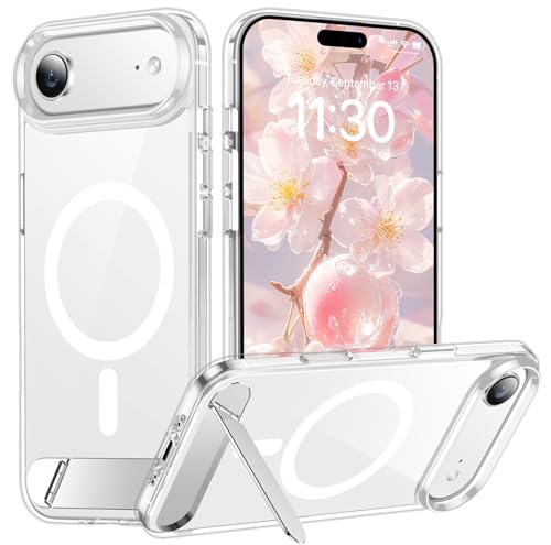 Image of Designed for iPhone Air Case, [Built-in Invisible Kickstand][Compatible with MagSafe][Military Grade Shockproof] Slim Thin Phone Case 6.5 inch (Clear)