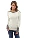PattyBoutik Women's Boat Neck Drop Shoulder Sweater (Ivory and Gray M)