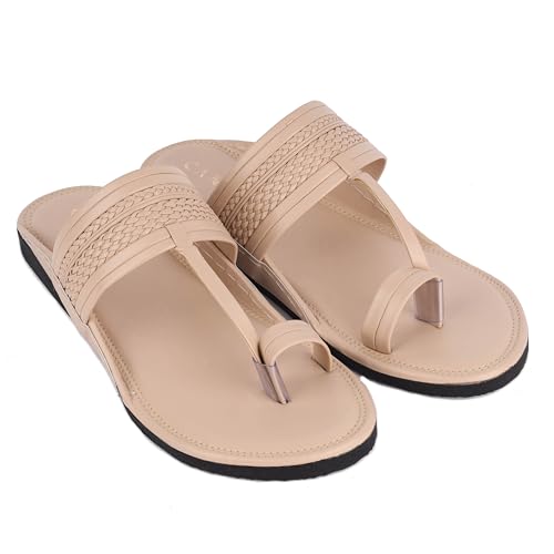 Image of CANVI Stylish Fancy & Comfortable Men's Kolhapuri Chappal Sandal Slipper for Men Stylish Faux Leather Men's Kolhapuri Slippers Thong Sandals for Men Stylish & Comfortable