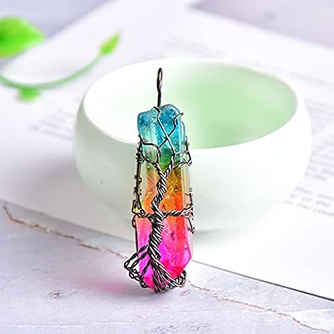1pc Tree Of Life Natural Crystal Pendant Electroplatemineral Jewelry Raw Crystals Cover