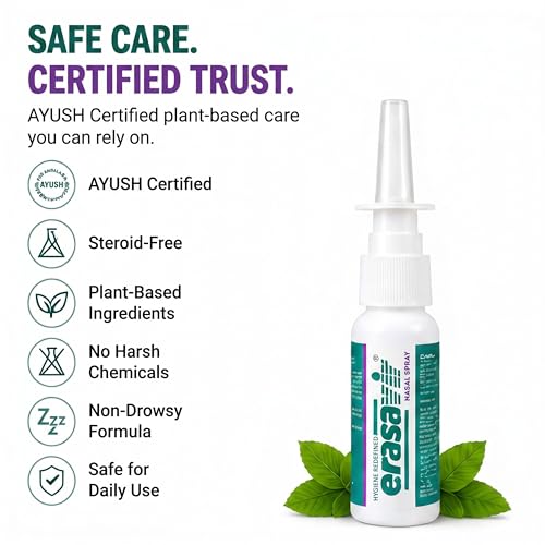 Image of Nasal Spray for Blocked Nose Relief, Sinus & Allergy | Daily protection against Cold, Congestion & Sneezing | Steroid-Free, Non-Drowsy | AYUSH Certified Plant-Based | 30 ml