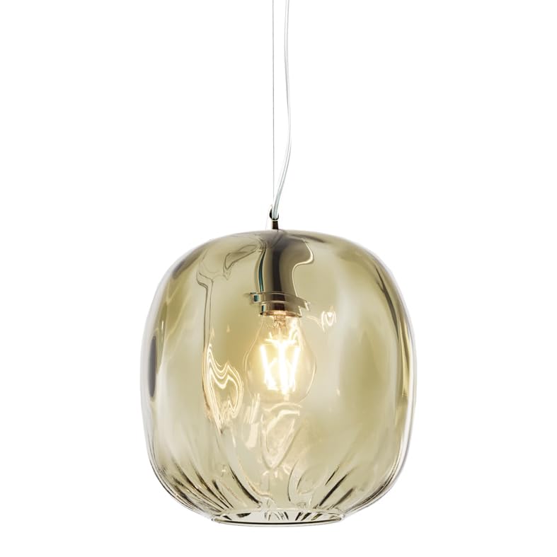 Suspension en verre soufflé Oban bronze E27 pour un éclairage chic