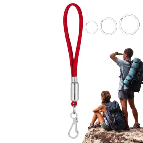 Survival Key Ann Heavy Duty Lanyard | Karabiner Clip Lanyard Werkzeug Zubehör Feuerstarterseil Zubehör Utility-Leine, Rot, Consulte la descripción