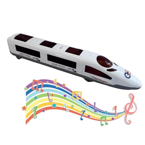 Image of K D Vande Bharat Express Train Toy - Battery Operated with Bump & Go Action, Music & 3D Flashing Lights | Big Size 41cm Educational Toy for Toddlers, Boys & Girls (Ages 3+) (White)