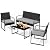 Gizoon 4 Piece Patio Furniture Set, Wicker Furniture with Glass Coffee Table, Outdoor Rattan Conversation Set, for Backyard, Poolside, Porch, Lawn, Cushion-Grey