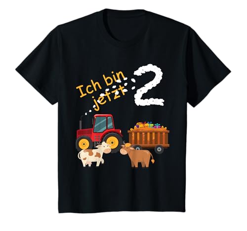 Ich bin 2 Jahre zweiter Geburtstag Traktor mit Kuh T-Shirt