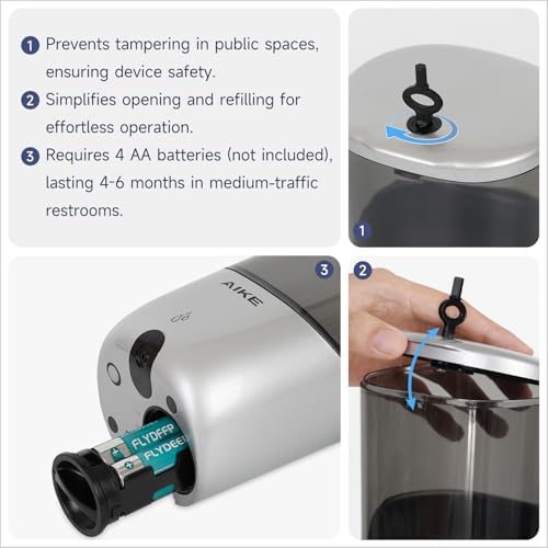 AIKE-Wall-Mount-Automatic-Soap-Dispenser-for-Liquid-Soap-Battery-Operated-Silver-Model-AK1216