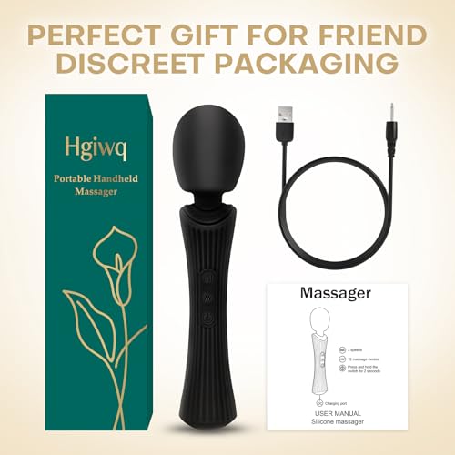 Image of Handheld Personal Wand Massager - USB Rechargeable, Black