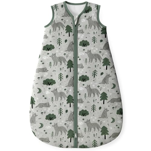 Yoofoss Baby Sleeping Bag 1.5 Tog - 0-6 Months Winter Sleeping Bag Baby 100% Organic Cotton Sleep Sack for Newbron Infant Toddler Warm Soft