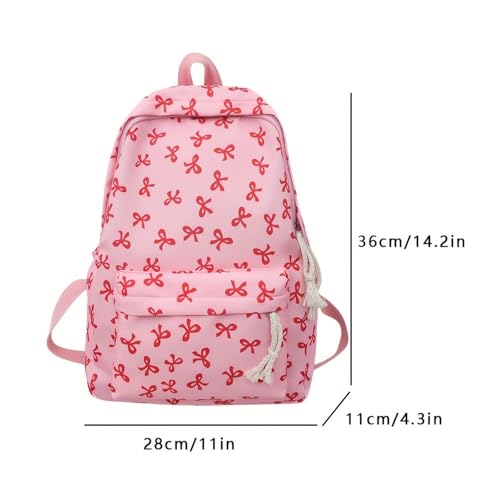 1pcs bow backpack for girls - cute kawaii preppy coquette backpack for teen girls back to school girly aesthetic college bookbag with large capacity padded shoulder strapsblack 1