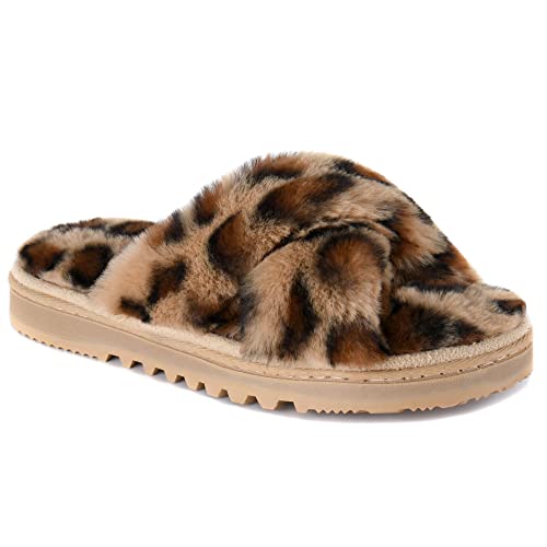 Women Cross Band Slippers Fluffy Open Toe Womens House Slippers Memory Foam Breathable Plush Fuzzy Indoor Outdoor Slipper for Woman Slip On Soft Ladies Bedroom Shoe