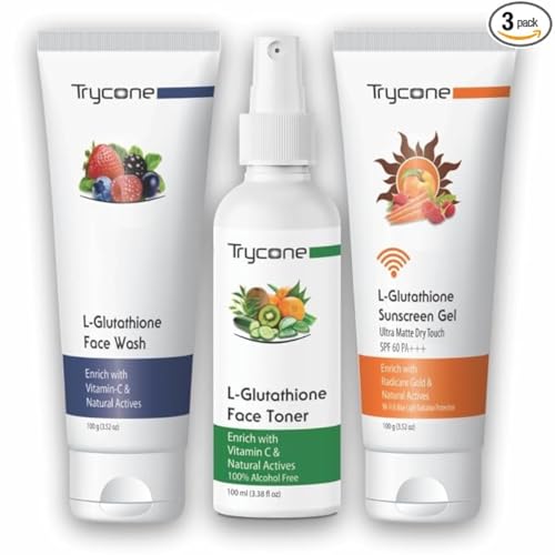 Trycone L-Glutathione & Vitamin C Sun Damage Control Skin Care – | UV Protection, Pore Tightening, Anti-Pollution, Skin Rejuvenation & Radiance (Pack of 3)