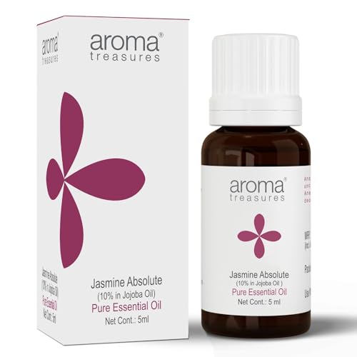 Image of Aroma Treasures Jasmine Absolute Essential Oil | 10% in Jojoba oil | Natural Theraputic Essential oil for healthy Skin, body, Aromatherapy - 5ml