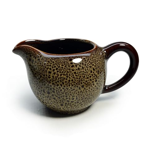 Image of Kiln Glaze Ceramic Tea Set Gift Box (9-Piece), Teapot 10oz Gongdao Cup Filter and 6 Small Cups Changing Glazed Ceramic Tea Ceremony (Set brown)