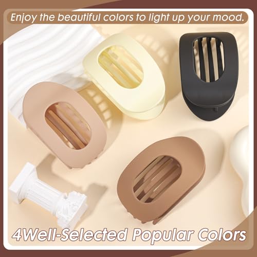 Flat Hair Clips for Women,4 Pack Ergonomic Curved Hair Claw Clips for Thick Thin Curly Hair, Strong Hold (ColourB) - Image 6