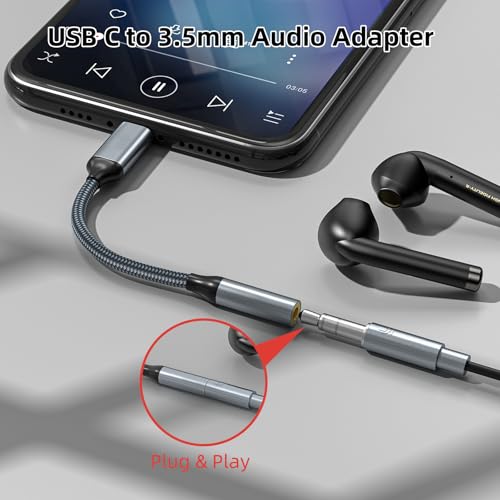 image for TIPSEAN USB C to 3.5mm Headphone Jack Adapter(2 Pack), USB-C to Aux Au