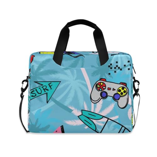 MiaoLD パソコンケース PCケース 椰子樹 海 サメ ゲーム機 スイカ ブルー 可愛い ノートPCインナーケース 15.6インチ A4対応 耐衝撃 超強保護 ノートパソコンバッグ ビジネスバッグ レディース メンズ 通勤 通学 出張 手揚げ ショルダ