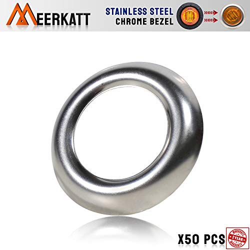 Meerkatt (Pack of 50) 304 Stainless Steel Trim Ring Chrome Bezel for 3/4 Inch Round Surface Mount Button Clearance Bullet LED Side Marker Lights Covers Kit (Light not included) 304-Ring