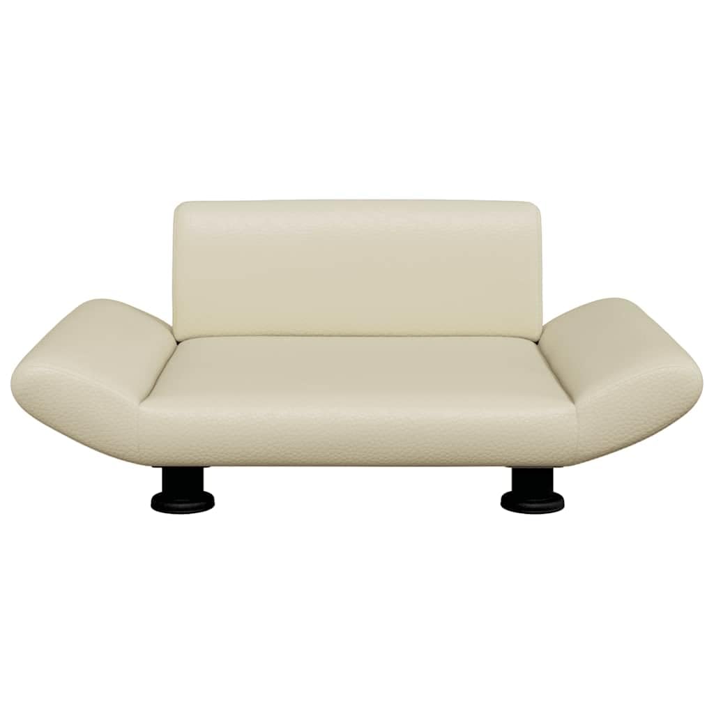 Hundebett Creme Kunstleder 70x45x28 cm mit Schaumstoff, robuster Rahmen aus Kiefernholz, rutschfest und pflegeleicht, ideal als Hundekissen, Schlafplatz oder Welpenbett für kleine Hunde