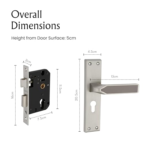 Image of LAPO Strong Door Lock for Daily Use | 45x45mm Lock Body | 60mm Cylinder | Fits 30-50mm Door Thickness | Designed for Left-Right Door Opening | 3 Brass Keys | Matt Finish | 3 Years Warranty | CY-303