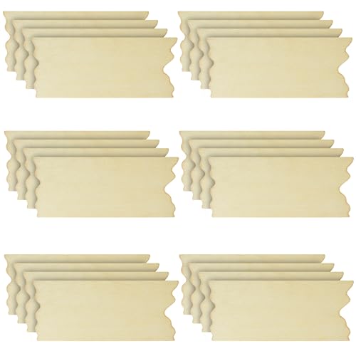 Placas De Madera Sin Acabado (24 Piezas) - (17,6 X 7,5 X 0,2 Cm) Etiquetas Decorativas Madera Con Borde Serrado - Recortes De Madera Rectangulares Para Manualidades, Decoración Boda, Número De Casa
