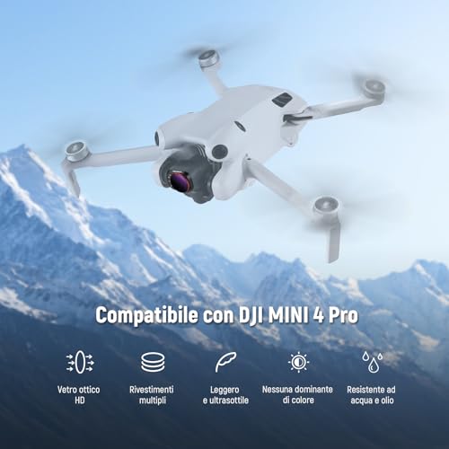 NEEWER Filtro ND Variabile Compatibile con DJI Mini 4 Pro, Filtro ND64-512 da 6-9 Stop in Vetro Ottico HD Multistrato per Obiettivo della Fotocamera Drone, Accessori per Fotografia e Videografia Aerea - Immagine 1