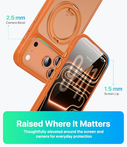 Image of for iPhone 17 Pro Max Case, Compatible with MagSafe, Slim Shockproof Military-Grade Rugged Protective Case with Stand, Camera Control, Comfort Grip (D-Orange, iPhone 17 Pro Max)
