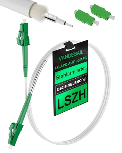 VANDESAIL LWL Glasfaser-Kabel LC/APC auf LC/APC, OS2 Gepanzertes Glasfaserkabel, Simplex 9/125μm, Kompatibel mit Deutscher Telekom -5M VANDESAIL LWL Glasfaser-Kabel LC/APC auf LC/APC, OS2 Gepanzertes Glasfaserkabel, Simplex 9/125μm, Kompatibel mit Deutscher Telekom -5M