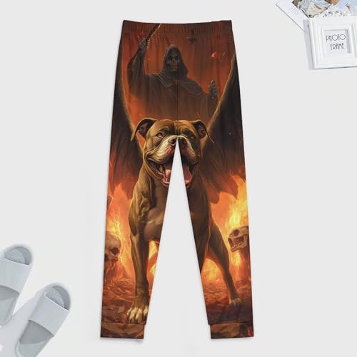 Skull Grim Reaper Pitbull Mens Pajama Pants Lightweight Lounge Pant Sleep Pj Bottoms with Pockets3