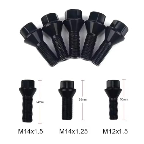 Tornillos llanta compatible con E90 E91 E92 E93 pernos de rueda M14x1.25 negros para coche 4 uds 3