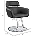 Minerva Beauty Azure Wide Salon Styling Chair in Slate Gray, Round Chrome 360° Swivel Hydraulic