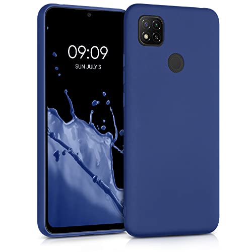 kwmobile Custodia Compatibile con Xiaomi Redmi 9C Cover - Back Case Morbida - Protezione in Silicone TPU Effetto Metallizzato blu metallizzato