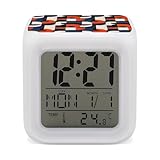 Affichage multifonction : dispose d'un écran LED clair affichant l'heure, la date, le jour de la semaine et la température. Prend en charge le format 12/24 heures et affiche la température en degrés Fahrenheit et Celsius, ce qui la rend idéale comme horloge numérique de salle de classe à impression rouge, blanche et bleue ou pour une utilisation dans la chambre à coucher
