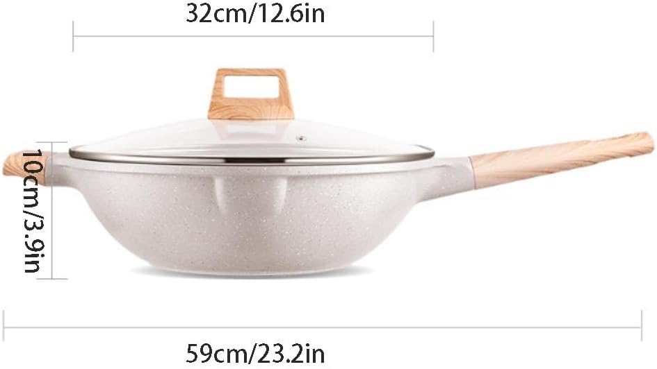 Wok antiadherente blanco con mango ergonómico miniatura 3