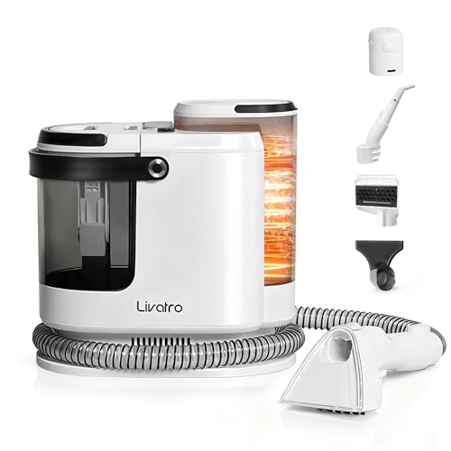 Livatro Aspiradora de Agua Tapicerias, 1700W Limpia Tapicerias, 15KPa Limpia Sofas Vapor Extracción, 1,6 L Depósito, Limpieza de Sofas, Lava Aspiradora para Alfombras, Moquetas, Tapicería y Coche