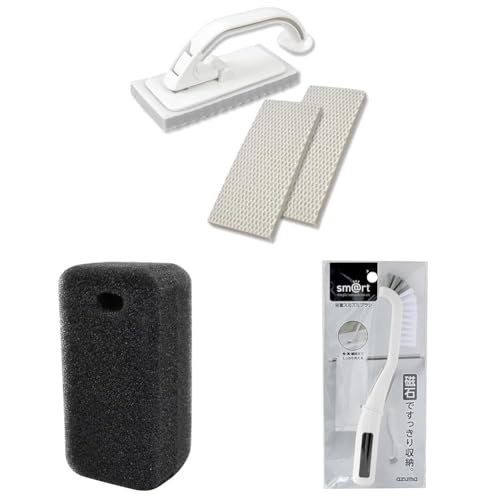 【セット買い】アズマ工業 スマート 浴室床洗い 本体+スペア2個セット マグネット収納 sm@rt779 sm@rt-SQA88 + 浴槽洗いスポンジHフック付 sm@rt649 スマート + スマート 浴室スミズミブラシ sm@rt781