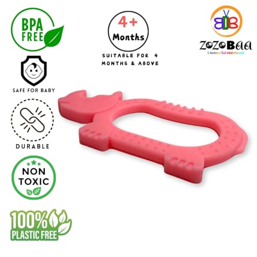 Image of Cute Rhino Shape Soft Silicone Teether for Baby Gums, Teething Toys for Babies, BPA Free, Pain-Relief, Non-Toxic, 100% Food Grade, Soothing & Smooth Edges Easy to Grasp Chewable- (Pack of 1)