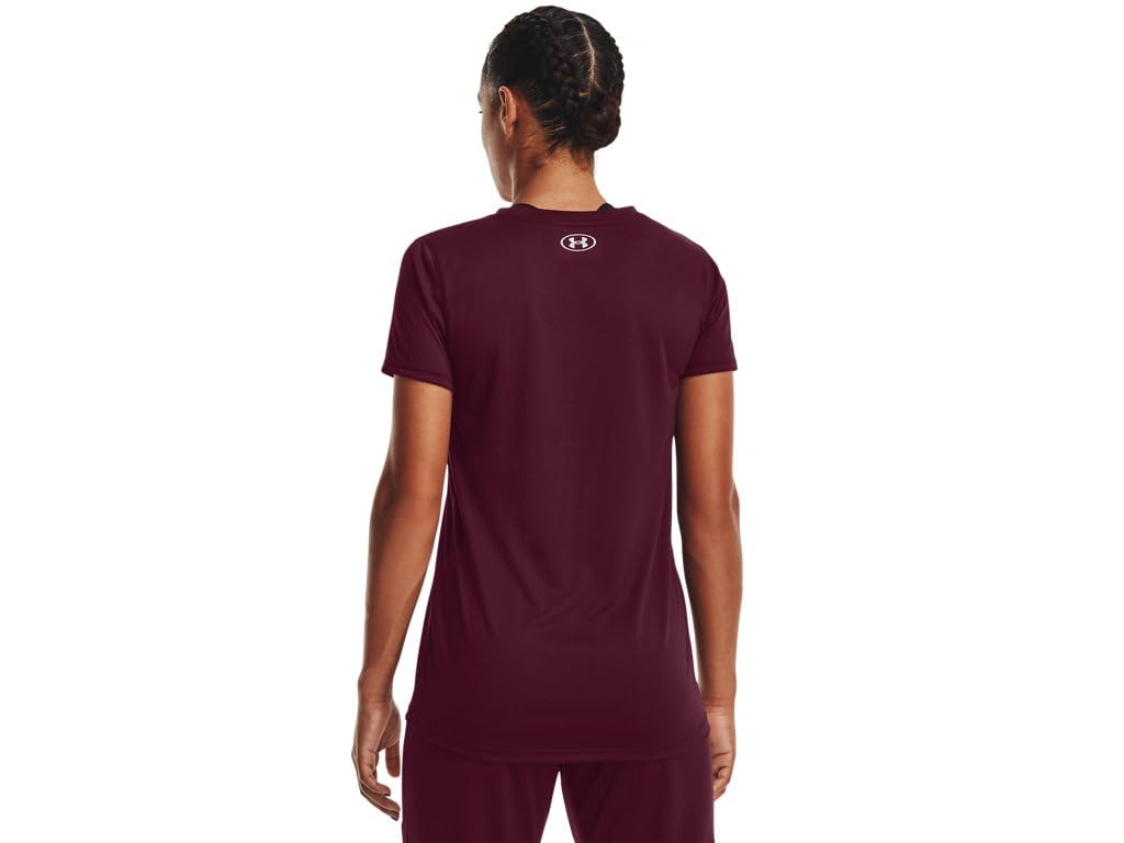 Under Armour Team Tech Womens Short Sleeve T-Shirt L Maroon-White