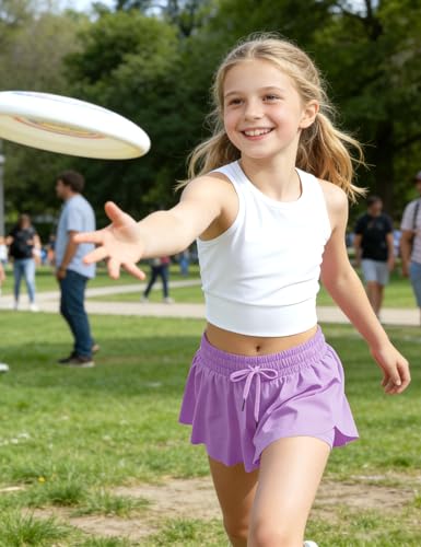 Image of KEREDA Girls Flowy Shorts,Youth /Toddler Butterfly Shorts with Spandex Liner 2-in-1 for Running,Sports,Athletic,Fitness,Tennis
