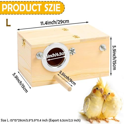 Image of kathson Parakeet Nesting Box,Wood Bird Nest House for Cage,Parrots Breeding Mating Boxes,Budgie Nesting Box for Conure,Lovebirds,Canary,Cockatiel,Finch,Small and Medium-Sized Birds (L)