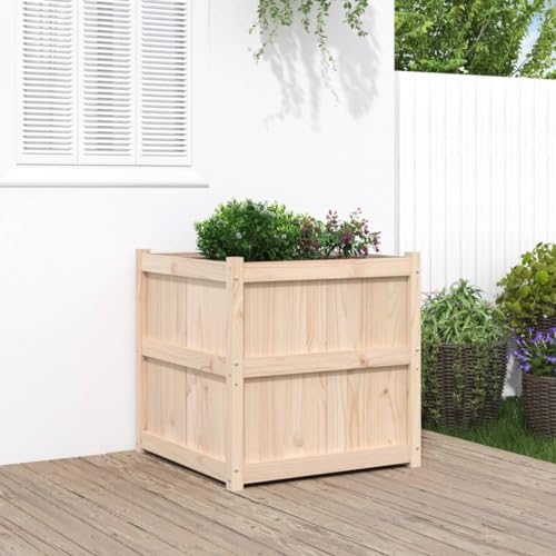 AUUIJKJF Jardinera de madera maciza de pino para el hogar, exterior, 70 x 70 x 70 cm