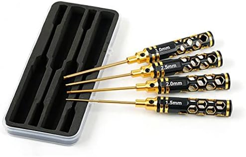 Drone Tool Kit -【New Version】4Pcs RC Hex Driver Set – black gold Titanium Hollow Handle 1.5mm allen wrench 2mm 2.5mm 3mm for traxxas RC Car Truck FPV Helicopter